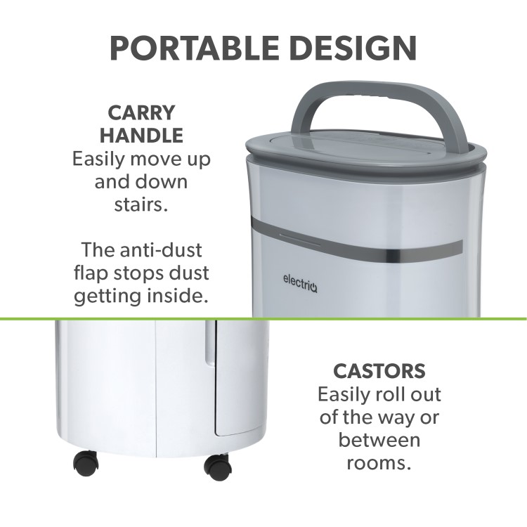 Refurbished electriQ 20L Low-Energy Smart Laundry Dehumidifier and HEPA UV Air Purifier