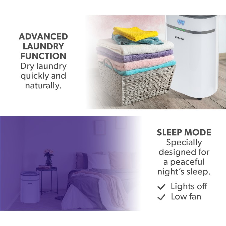 Refurbished electriQ 20L Low-Energy Smart Laundry Dehumidifier and HEPA UV Air Purifier