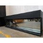 IMPERFECT - 60 Inch Black Inset Electric Media Wall Fireplace with Configurated Front and Side Glass Case - AmberGlo
