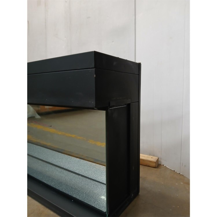 IMPERFECT - 60 Inch Black Inset Electric Media Wall Fireplace with Configurated Front and Side Glass Case - AmberGlo