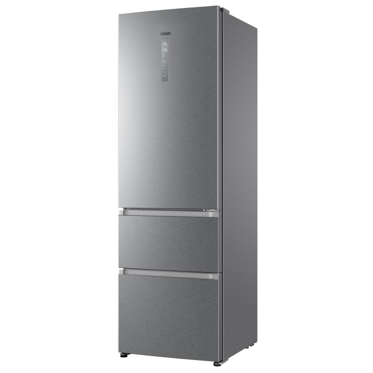 Refurbished Haier HTR3619FNMP Freestanding 345 Litre 70/30 Fridge Freezer Stainless Steel