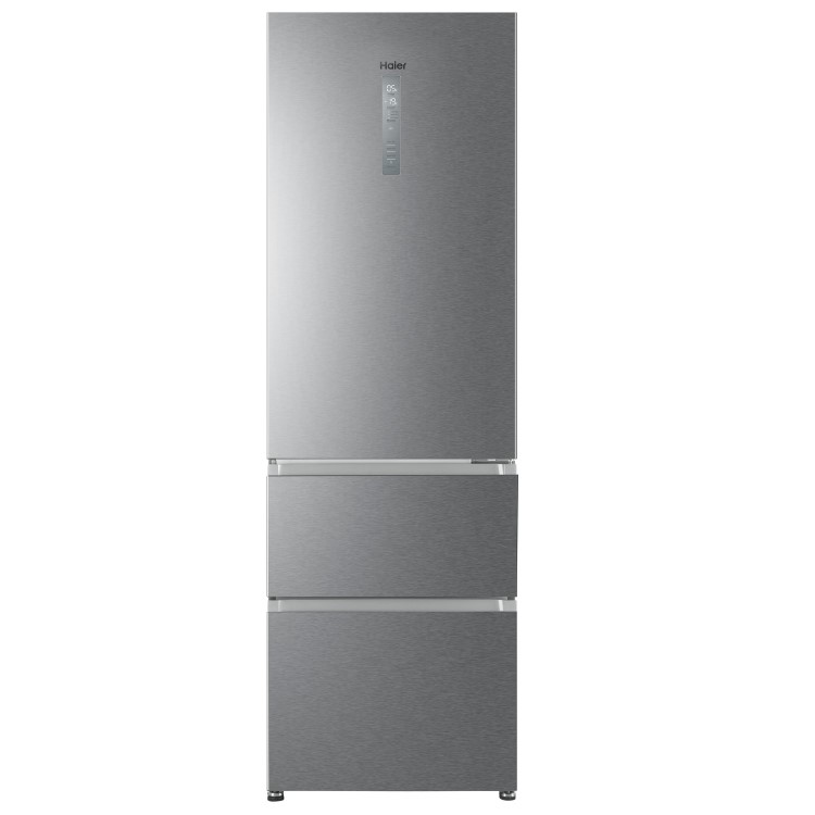 Refurbished Haier HTR3619FNMP Freestanding 345 Litre 70/30 Fridge Freezer Stainless Steel