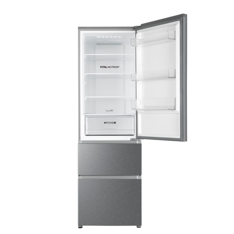 Refurbished Haier HTR3619FNMP Freestanding 345 Litre 70/30 Fridge Freezer Stainless Steel