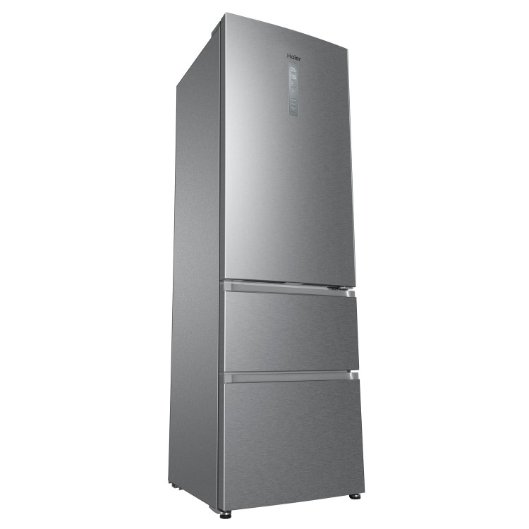 Refurbished Haier HTR3619FNMP Freestanding 345 Litre 70/30 Fridge Freezer Stainless Steel
