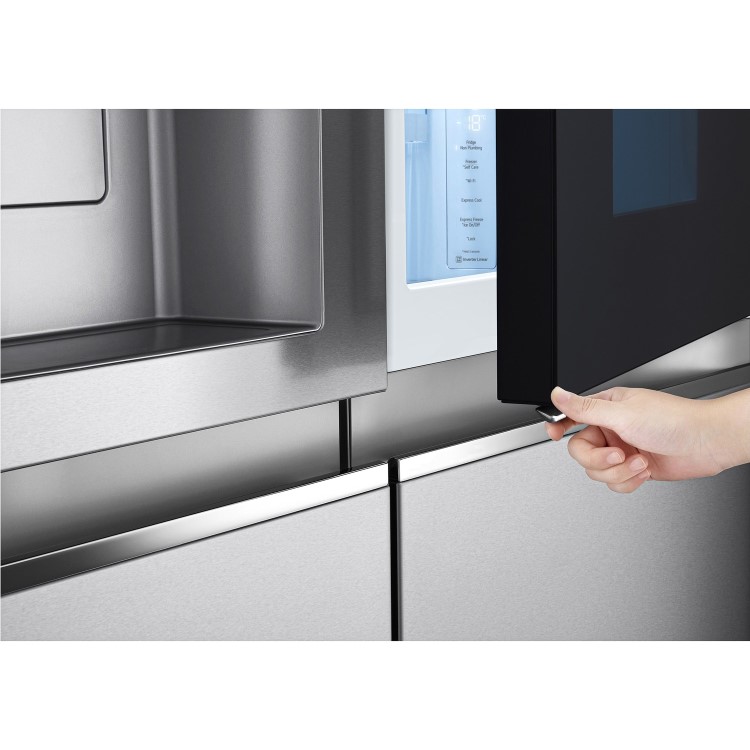 Refurbished LG InstaView ThinQ GSXV91BSAE Freestanding 635 Litre Frost Free American Fridge Freezer Stainless Steel