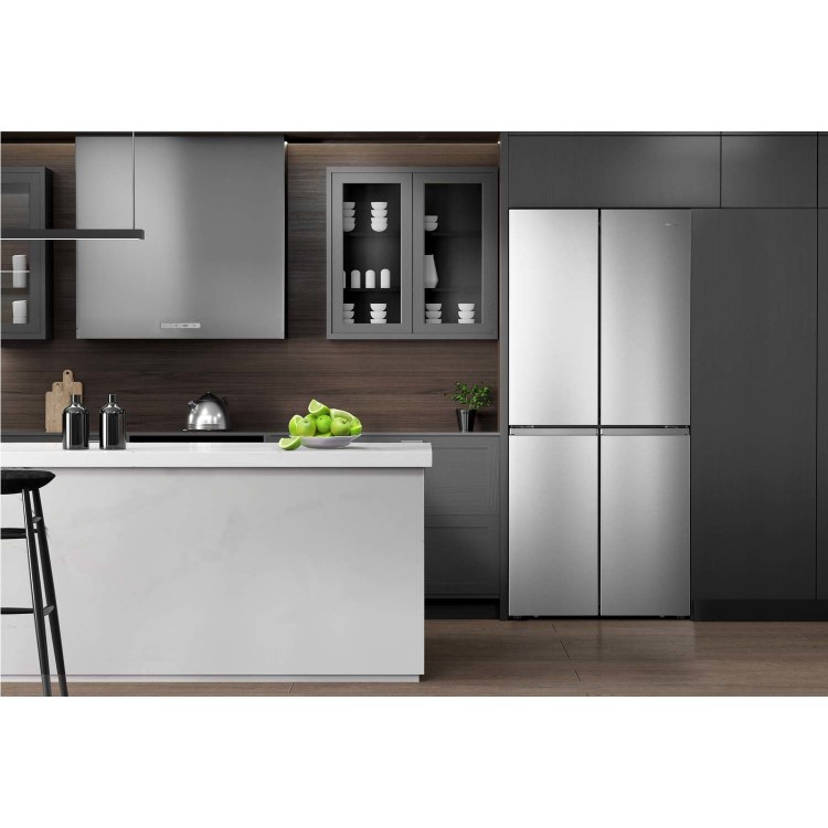Refurbished Hisense RQ563N4AI1 432 Litre American Fridge Freezer Stainless Steel