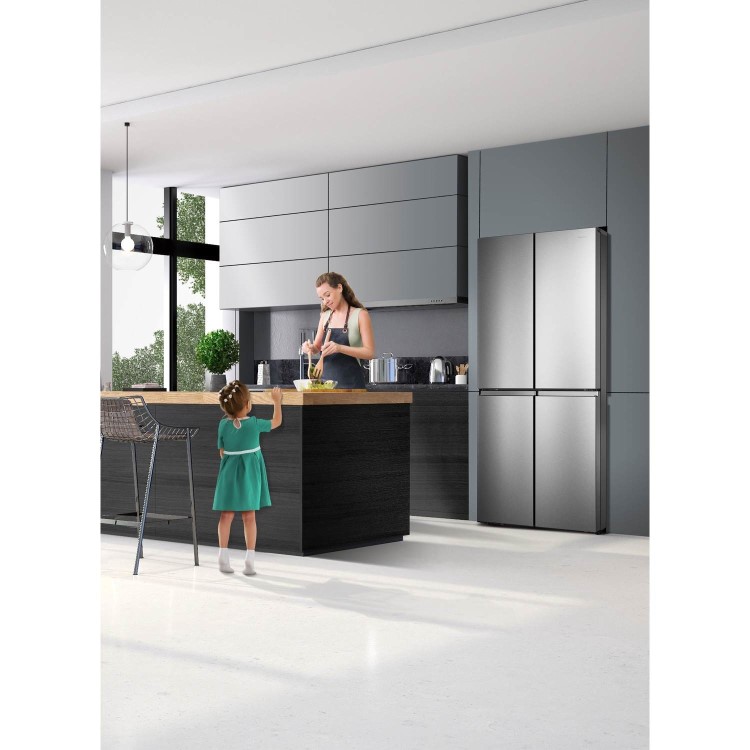 Refurbished Hisense RQ563N4AI1 432 Litre American Fridge Freezer Stainless Steel