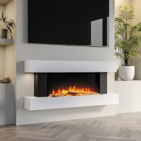 White 52inch Wall Mounted Electric Fireplace - AmberGlo White 52inch Wall Mounted Electric Fireplace - AmberGlo