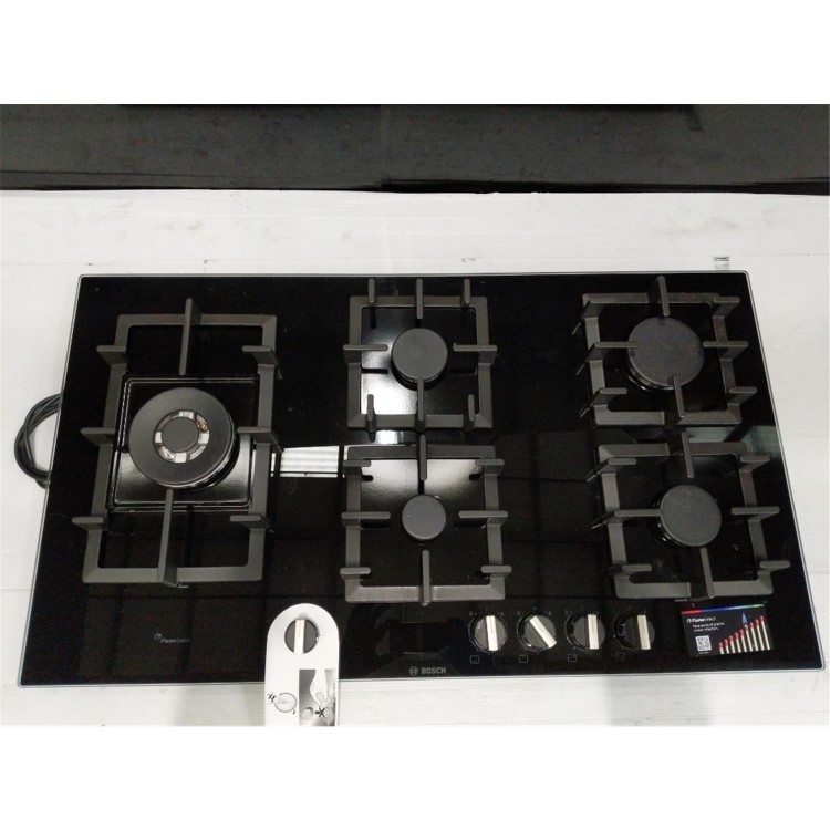 Refurbished Bosch PPS9A6B90 90cm 5 Burner Gas Hob with Wok Burner Black
