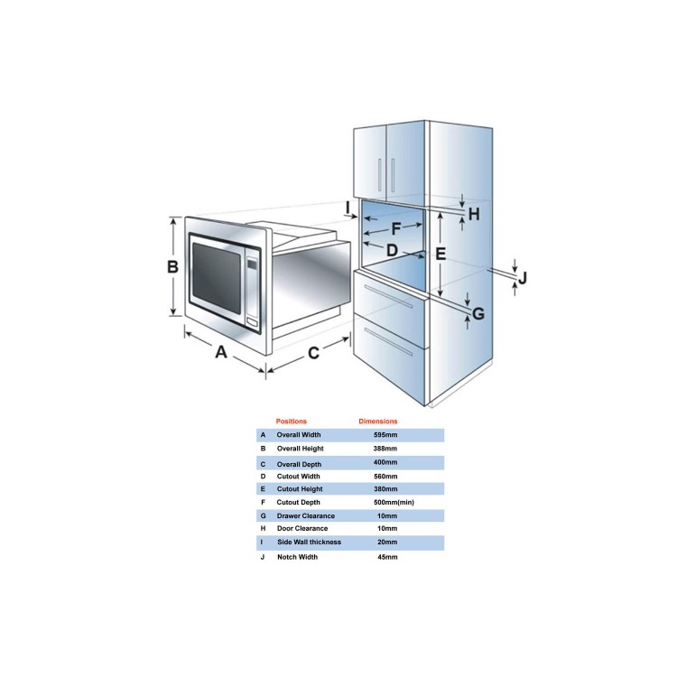 Refurbished electriQ Built-In 900W Microwave - Stainless Steel