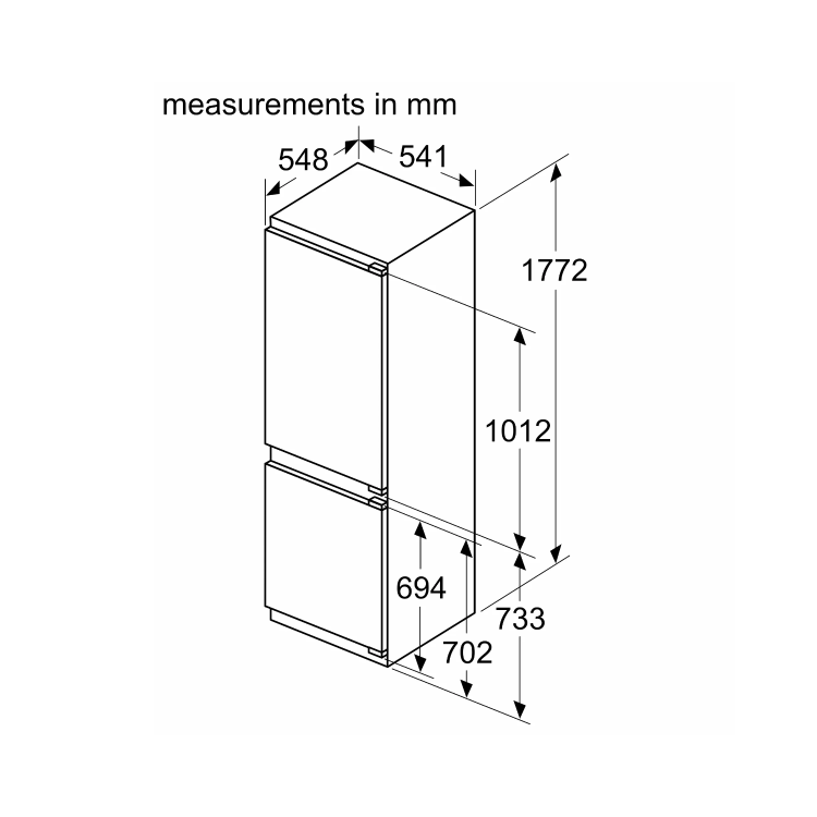 Refurbished Neff KI7861FE0G Integrated 260 Litre 70/30 Frost Free Fridge Freezer White