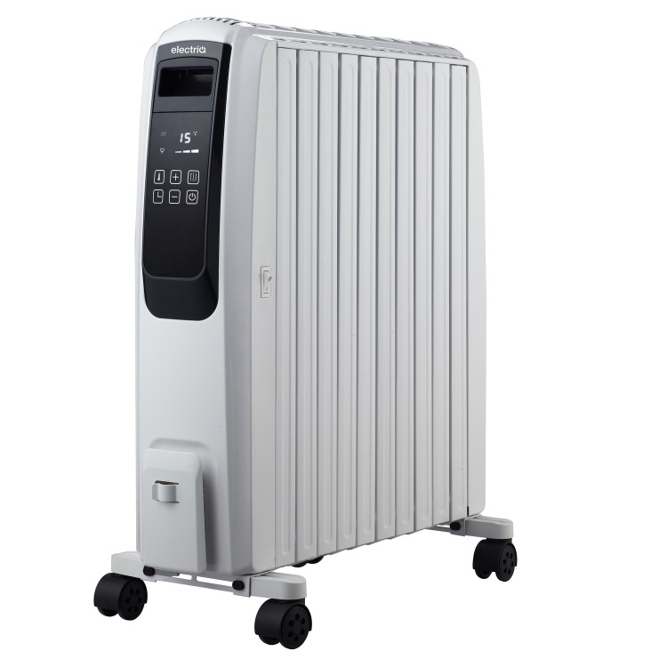 Refurbished electriQ 2500W Smart Oil Filled Radiator with Thermostat and Weekly Timer - White