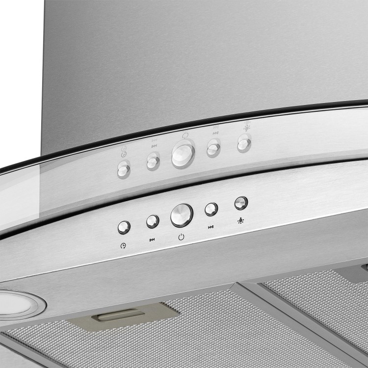 Refurbished Electriq 90cm Curved Glass Island Cooker Hood Stainless Steel