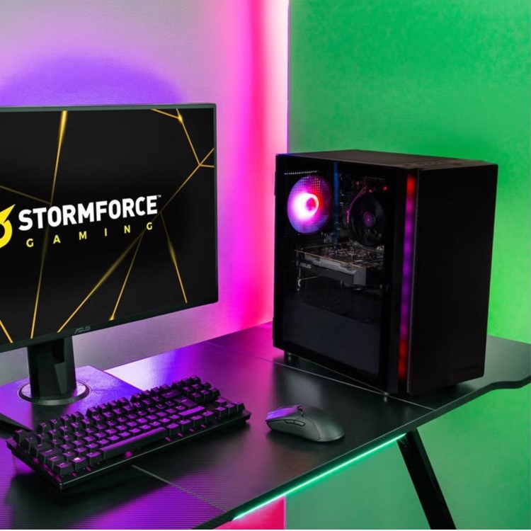 Refurbished StormForce Onyx Ryzen 5 4500 16GB RAM 500GB SSD RTX 3050 Windows 11 Gaming Desktop