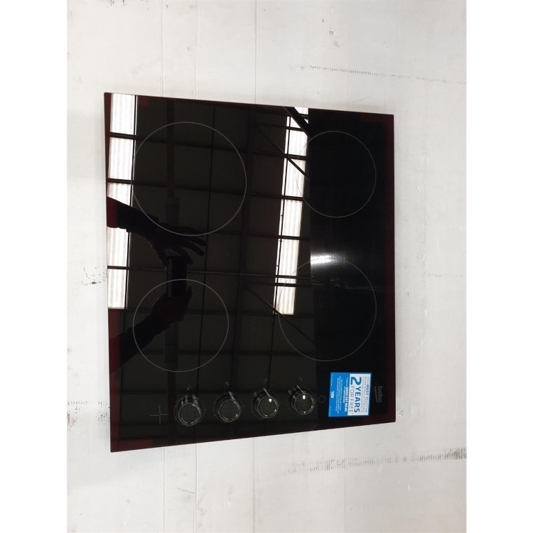 Refurbished Beko HIC64102 58cm 4 Zone Ceramic Hob With Rotary Controls Black