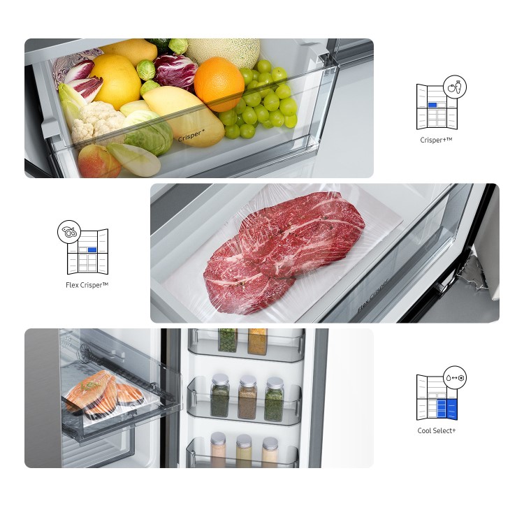 Samsung 647 Litre Four Door American Fridge Freezer With Beverage Centre  - Refined Inox