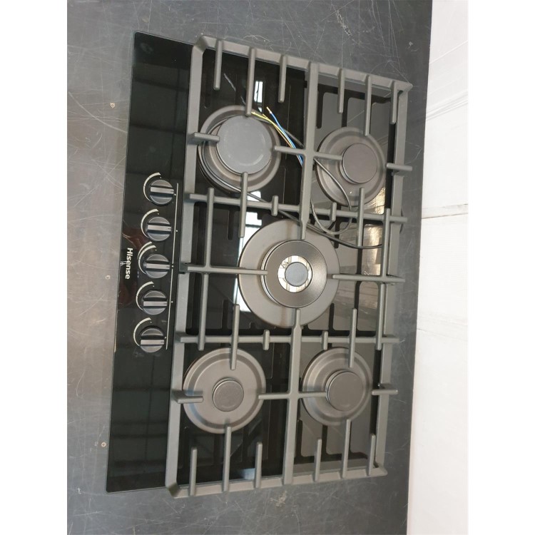 Refurbished Hisense GG773B 75cm 5 Burner Gas on Glass hob Black