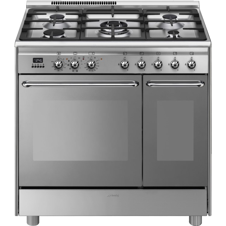 Refurbished Smeg CG92PX9 90cm Dual Fuel Range Cooker Stainless Steel