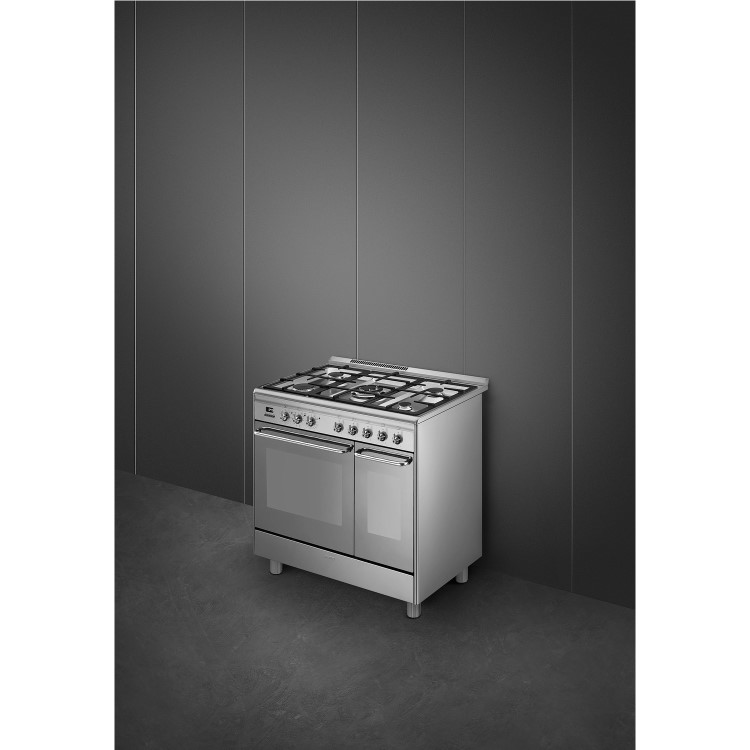 Refurbished Smeg CG92PX9 90cm Dual Fuel Range Cooker Stainless Steel