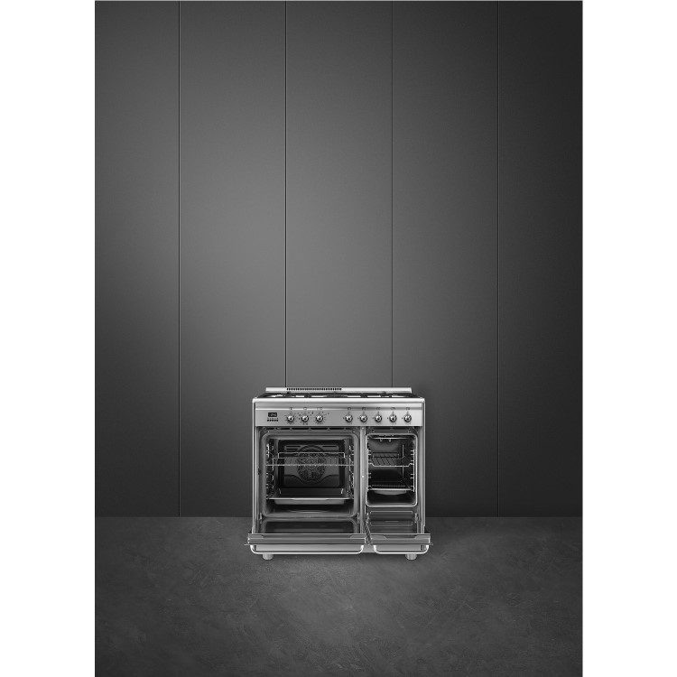 Refurbished Smeg CG92PX9 90cm Dual Fuel Range Cooker Stainless Steel