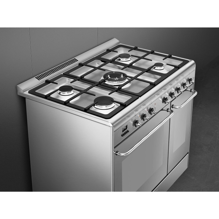 Refurbished Smeg CG92PX9 90cm Dual Fuel Range Cooker Stainless Steel