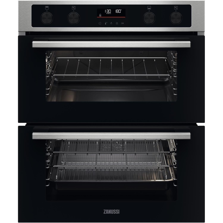 Refurbished Zanussi Series 40 AirFry ZPCNA7XN 60cm Double Built Under Electric Oven Stainless Steel