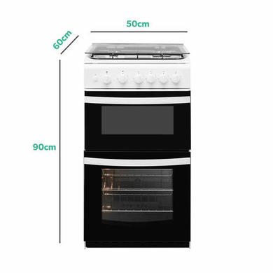 Refurbished Indesit ID5G00KMWL 50cm Double Cavity Gas Cooker With Lid White