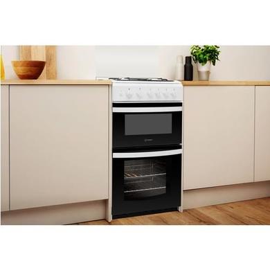 Refurbished Indesit ID5G00KMWL 50cm Double Cavity Gas Cooker With Lid White