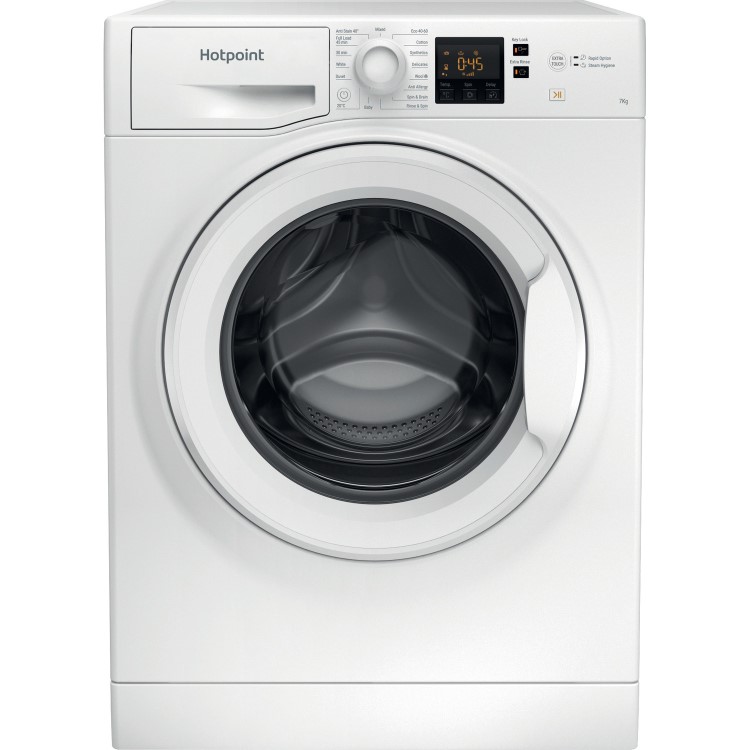Refurbished Hotpoint Anti-Stain NSWM743UWUKN Freestanding 7KG 1400 Spin Washing Machine White