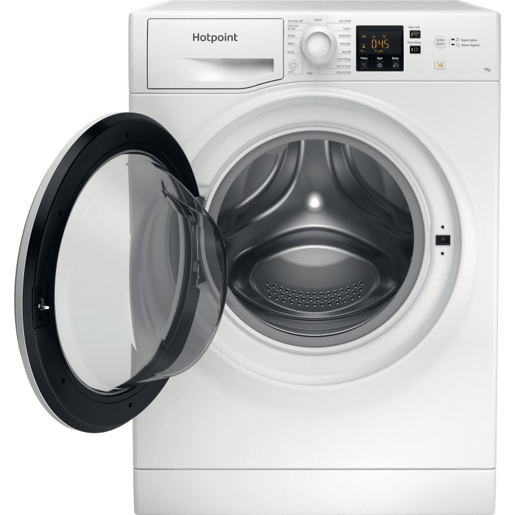 Refurbished Hotpoint Anti-Stain NSWM743UWUKN Freestanding 7KG 1400 Spin Washing Machine White