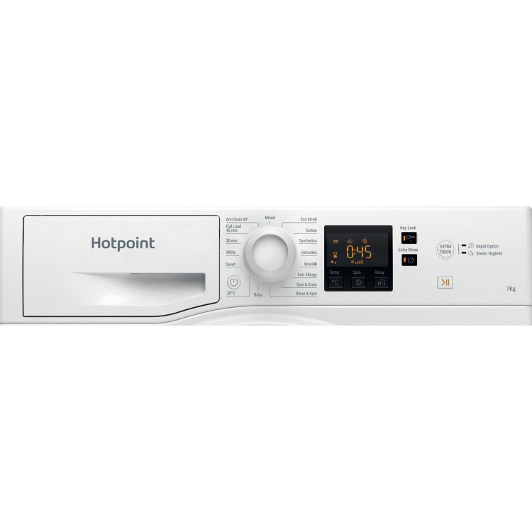 Refurbished Hotpoint Anti-Stain NSWM743UWUKN Freestanding 7KG 1400 Spin Washing Machine White
