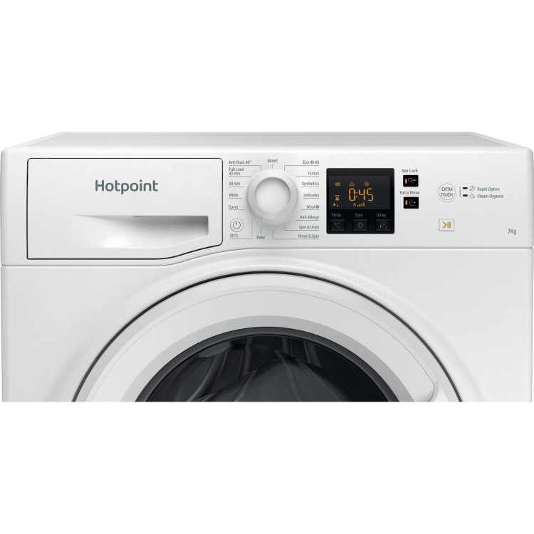 Refurbished Hotpoint Anti-Stain NSWM743UWUKN Freestanding 7KG 1400 Spin Washing Machine White