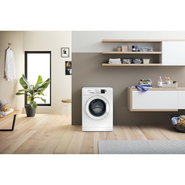 Refurbished Hotpoint Anti-Stain NSWM743UWUKN Freestanding 7KG 1400 Spin Washing Machine White