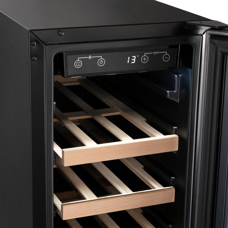 Refurbished 18 Bottle Capacity 30cm Freestanding Under Counter Wine Cooler - Premium Dark Stainless Steel