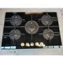 Refurbished Hotpoint FTGHG751DHBK 75cm Gas on Glass 5 Burner Gas Hob with Vertical Flame Black