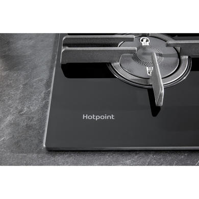Hotpoint 75cm 5 Burner Gas on Glass Hob with Vertical Flame - Black