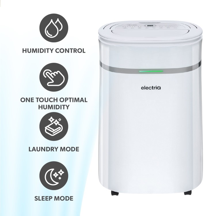 GRADE A2 - electriQ Essential 20L Quiet Anti Bacterial Laundry Dehumidifier