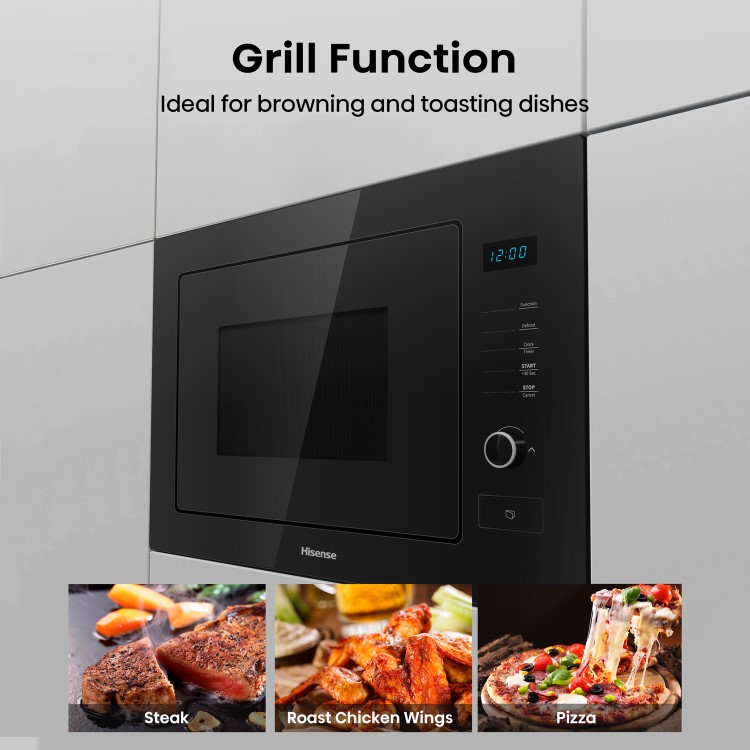 Hisense Built-In 900W Microwave & Grill - Black