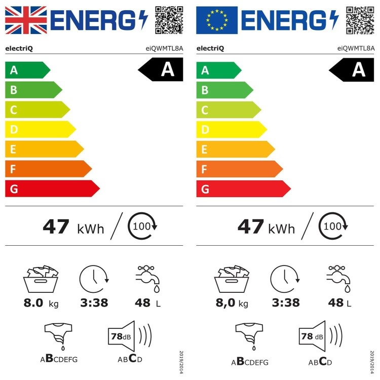 Refurbished electriQ eiQWMTL8A Freestanding 8KG 1300 Spin Top Loading Washing Machine White