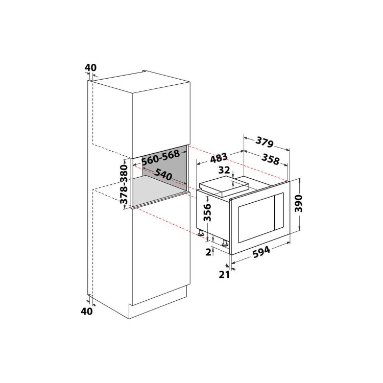 Indesit Built-In 900W Microwave with Grill - Stainless Steel