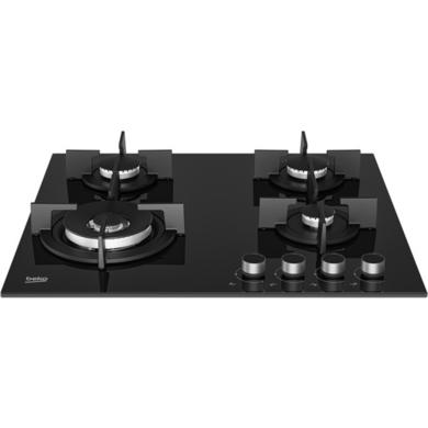 Beko 60cm 4 Burner Gas on Glass Hob - Black