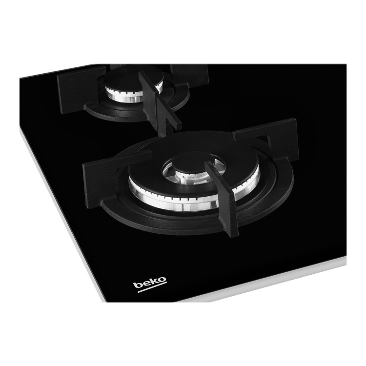 Beko 60cm 4 Burner Gas on Glass Hob - Black
