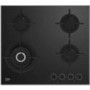Refurbished Beko HCLW64222S 60cm 4 Burner Gas on Glass Hob Black