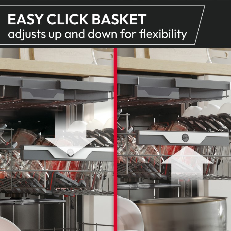 Hoover H-DISH 500 Integrated Dishwasher - Smart Wi-Fi C-Rated Black and Silver control panel