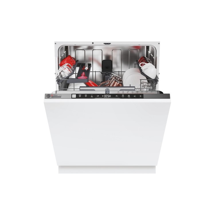 Hoover H-DISH 500 Integrated Dishwasher - Smart Wi-Fi C-Rated Black and Silver control panel