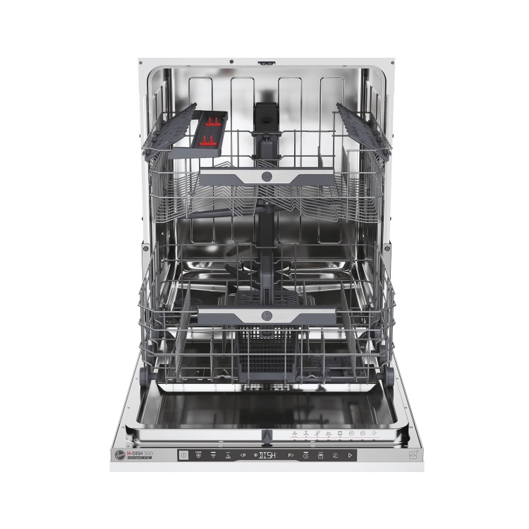 Hoover H-DISH 500 Integrated Dishwasher - Smart Wi-Fi C-Rated Black and Silver control panel