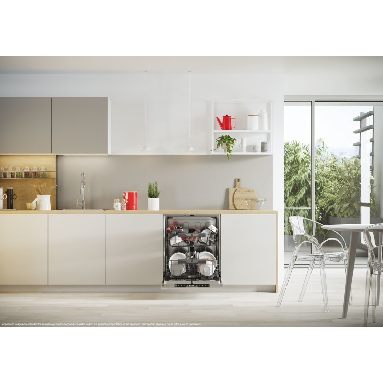 Hoover H-DISH 500 Integrated Dishwasher - Smart Wi-Fi C-Rated Black and Silver control panel