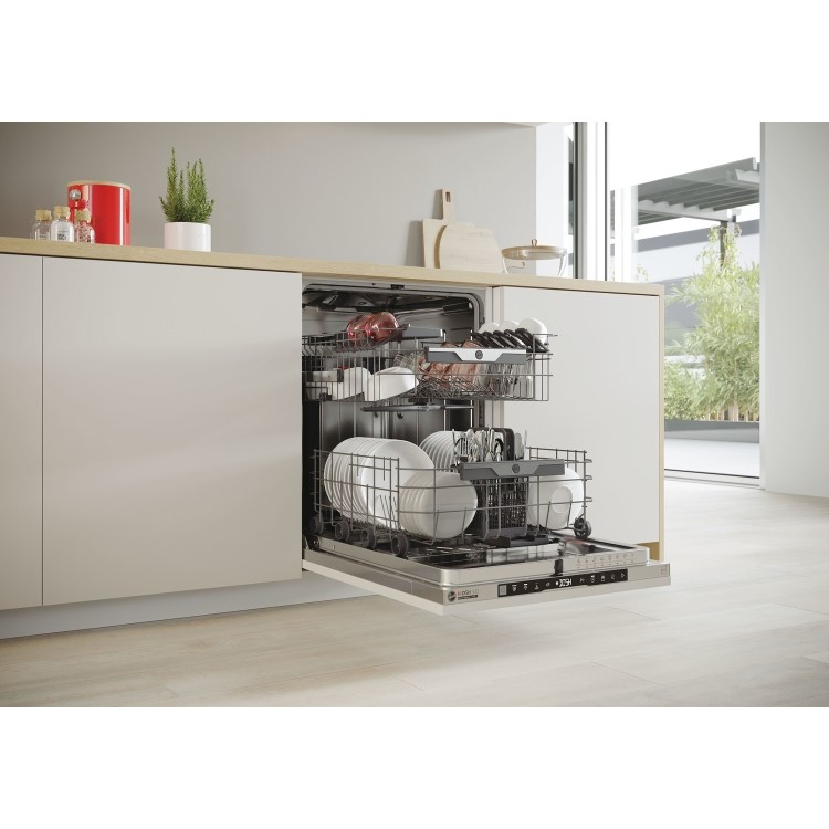 Hoover H-DISH 500 Integrated Dishwasher - Smart Wi-Fi C-Rated Black and Silver control panel