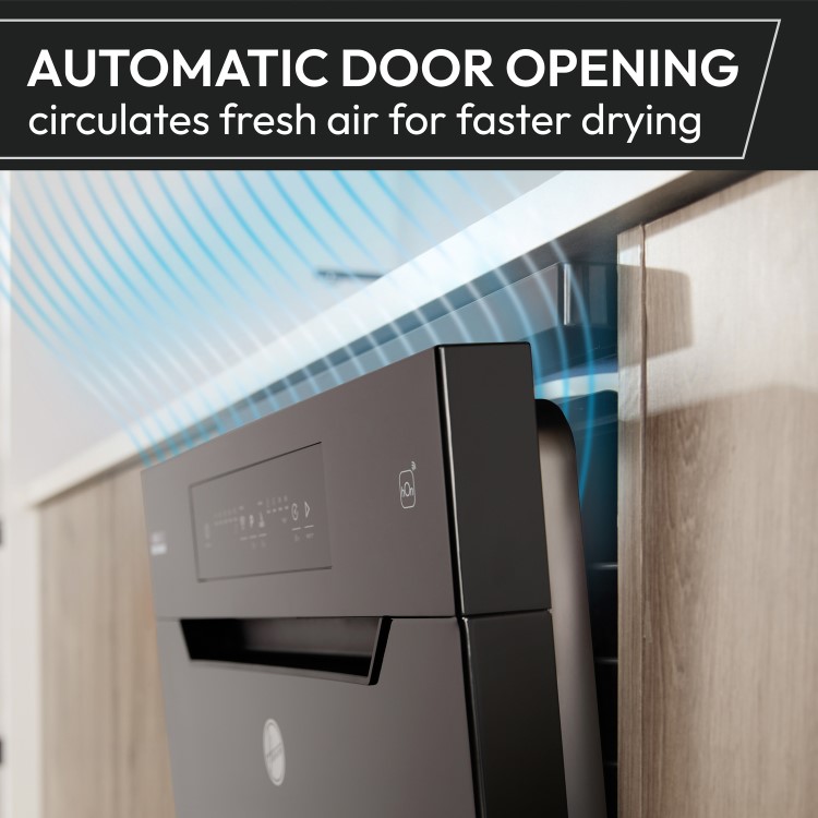 Hoover H-DISH 500 Integrated Dishwasher - Smart Wi-Fi C-Rated Black and Silver control panel