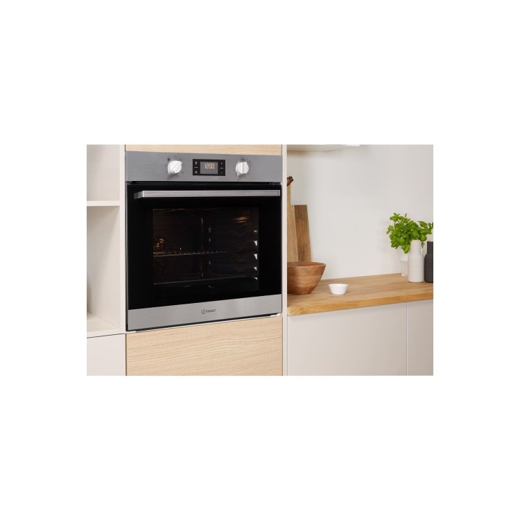 Refurbished Indesit IFW6340IXUK 60cm Single Built In Electric Oven Stainless Steel